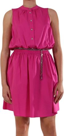 Michael Kors Stretch Katoen Poplin Mini Jurk - Dames - Korte kleedjes - Roze - M - Katoen - Kleedjes