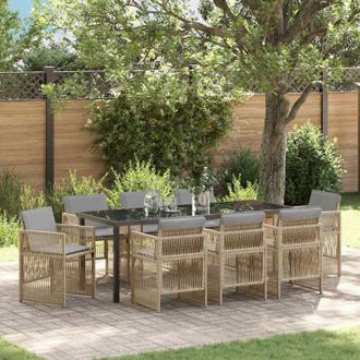 vidaXL Conjunto De Comedor De Jard&iacute;n 9 Pcs Beige Vidaxl