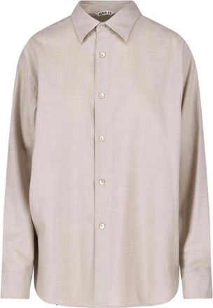 Auralee Beige Wool Long-Sleeve Shirt