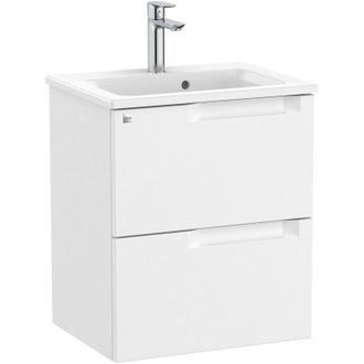 Roca Roca - Pack Unik Mueble Base Compacto De Dos Cajones + Lavabo Aleyda Color: Blanco Mate - Medidas: 505x380x565 Mm