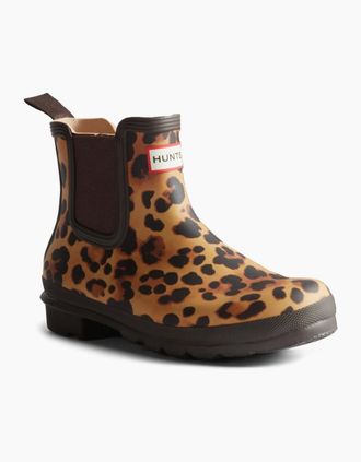 Hunter Womens Original Chelsea Leopard Womens Wellingtons - Brown - Size: 6