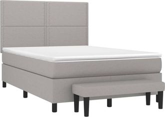 vidaXL Vidaxl - Cama Box Spring Con Colch&oacute;n Tela Gris Claro 140x200 Cm