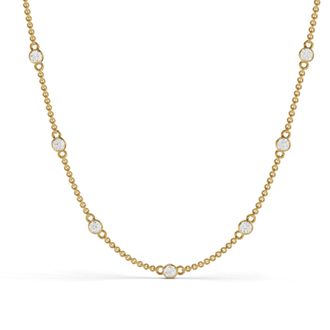 Diamond2Deal 14K Gold Round Cut Lab Grown Diamond Station Necklace 18 1.5 Ct
