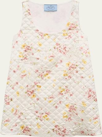 Prada Bouquet Satin Quilted Mini Dress