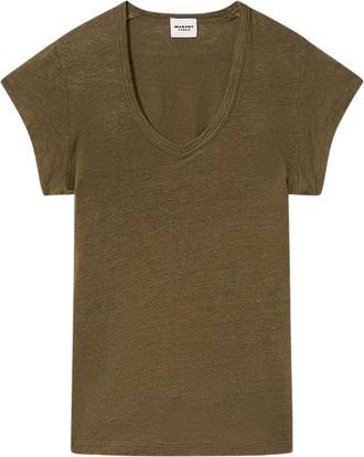 Isabel Marant Zankou T-shirt met V-hals en korte mouwen - Groen
