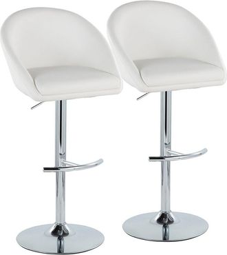 LumiSource LumiSource Set of 2 Matisse Highback Contemporary/Glam Adjustable Bar Stools with Footrest