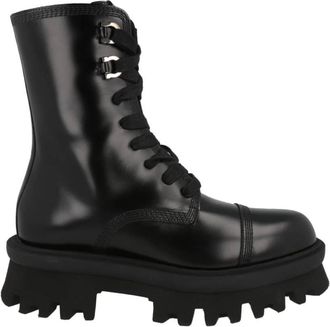 Ferragamo Kira Leather Combat Boots, Size 7.5