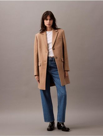 Calvin Klein Womens Tailored Single Breasted Coat - Brown - 2XL
