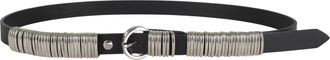 Federica Tosi Minimalist Black Leather Ring Belt with Silver Accents