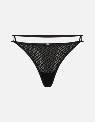 HUGO BOSS Womens Luxe B-Lace Thong, Black - Size: 16