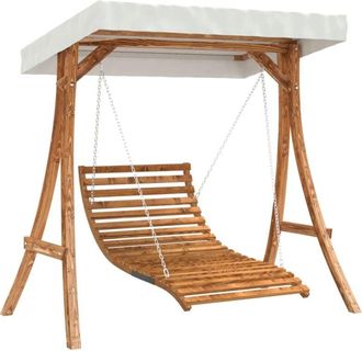 vidaXL Vidaxl - Swing Bed with Canopy Solid Wood Spruce with Teak Finish