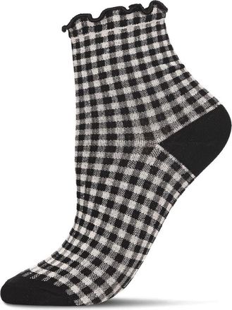 MeMoi Gingham Ankle Socks in Black at Nordstrom, Size 9
