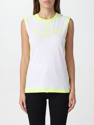 Philipp Plein Top smanicato slim fit in cotone con logo Hexagon