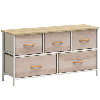 HOMCOM Cajonera de tela 100x30x51.5 cm natural y blanco