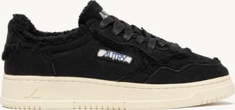 Autry MEDALIST MUTTON SNEAKERS IN BLACK SUEDE AND SHEARLING