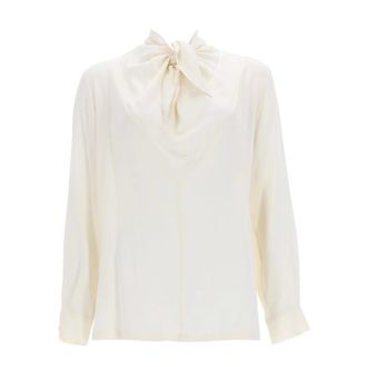 Max Mara Overhemden, Dames, Beige, M, Badia Silk Charmeuse Blouse