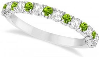 Allurez Peridot & Diamond Wedding Band Anniversary Ring in 14k White Gold (0.75ct)