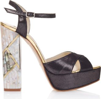 Freya Rose Cher Noir Ankle Strap Pearl Heel Sandal in Black at Nordstrom, Size 41