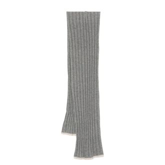 Brunello Cucinelli Geribbelde Kasjmier Sjaal - unisex - Accessoires - Grijs - Maat: ONE Size Kasjmier