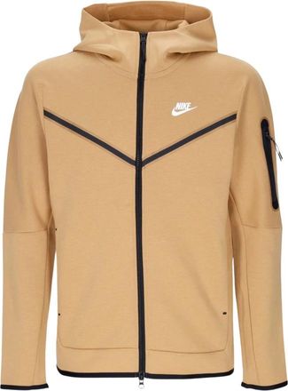 Nike Tech Fleece Zip Hoodie - Heren - Trainingsjackets - Beige - S - Katoen - Fitness