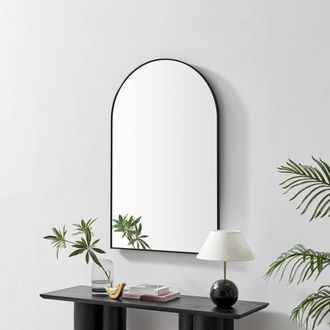 Furniturebox Charlie Black Metal Large 110x70cm Ovemantle Arch Mirror | Size: 110x70 cm