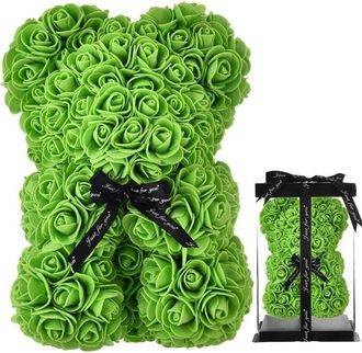 Trade Shop Trade Shop - Oso De Peluche Rose Oso Con Flores Artificiales Desde 25 Cm De San Valent&iacute;n - Verde