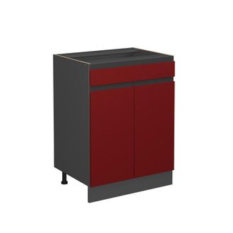 Vicco Mueble Bajo De Cocina R-line, Rojo, 60 Cm En Forma De J, Con Caj&oacute;n, Sin Encimera Vicco
