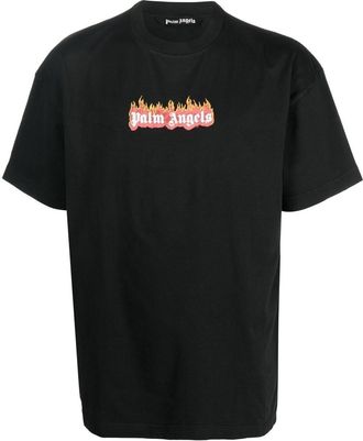 Palm Angels logo-print T-shirt - men - Cotton - S - Black