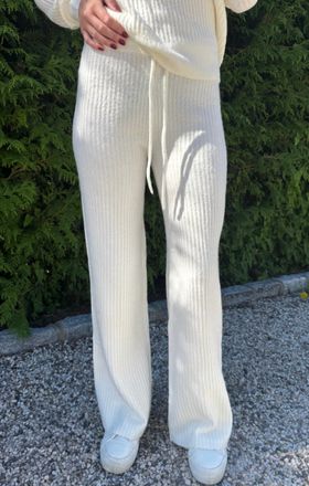 bobi Rib Wide Leg Pant In Soft White