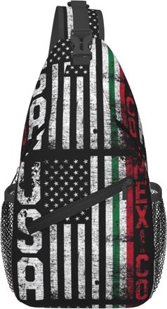 Generic Mexican American Flag Cross Body Bag Adjustable Sling Bag Trendy Daypack For Shopping Casual Women