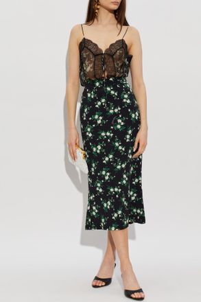 Dolce & Gabbana Silk Top With Floral Motif, Womens, Black