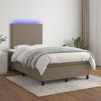 vidaXL Cama Box Spring Con Colch&oacute;n Y Led Tela Gris Taupe 120x200 Cm Vidaxl