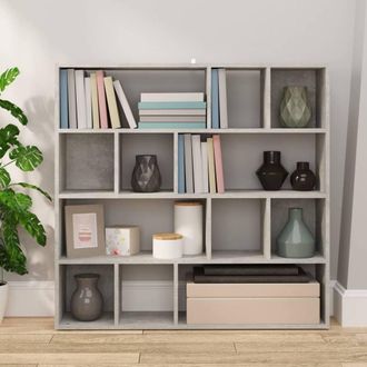 Berkfield Home Decorative Book Cabinet/Room Divider Concrete Grey 105x24x102 cm | Size: 105 x 24 x 102 cm