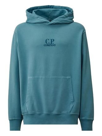 C.P. Company embroidered-logo hoodie - men - Cotton - 3XL - Blue