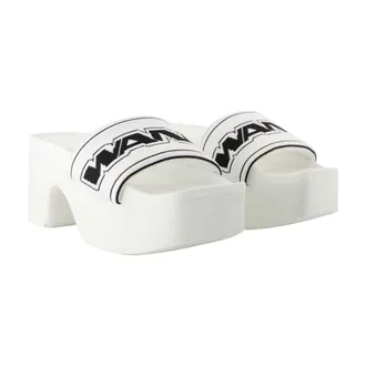 Alexander Wang Womens Striped Webbing Platform Sandals White Others
