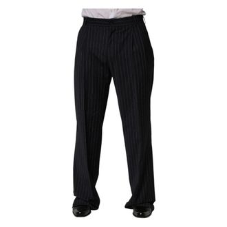 Dolce & Gabbana Straight Trousers, male, Black, Size: M Stripe Straight Dress Trousers