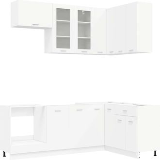 vidaXL Unidad De Cocina Lyon 8 Uds. Blanco Madera De Ingenier&iacute;a Vidaxl
