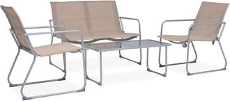 vidaXL Juego De Muebles De Jard&iacute;n 4 Piezas Tela Y Acero Taupe Vidaxl