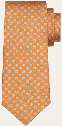 Ferragamo Mens Cyclist-Print Silk Tie