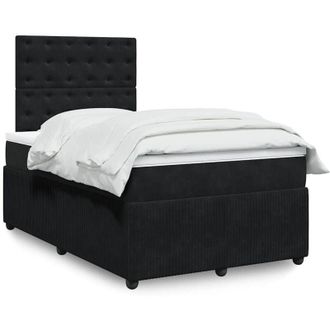 vidaXL Cama Box Spring Con Colch&oacute;n Terciopelo Negro 120x190 Cm Vidaxl