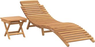 vidaXL Tumbona 2 Uds. Madera De Teca Maciza Marr&oacute;n Vidaxl