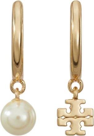 Tory Burch Mismatched Moondance Huggie Earrings in Tory Gold /Pearl /Crystal at Nordstrom