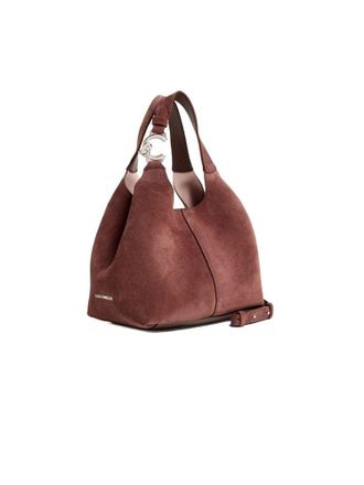 Coccinelle Suede and Leather Top Handle Bag - Brown
