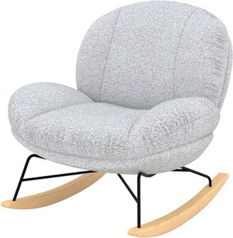 Rendez-Vous D&eacute;co Rendez-vous D&eacute;co - Mecedora En Tejido Boucl&eacute; Gris Jaspeado Blanco - Lenny