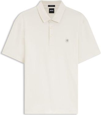 BOSS Mercerized-cotton polo shirt with Double B monogram
