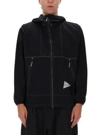 And Wander Black Nylon Partex Reflective Hoodie