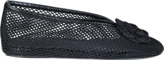 Ganni Jenny Ballerina Mesh Flower - Dames - Ballerinas - Zwart - 40 EU - Polyester - Schoenen
