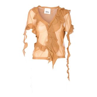 Erika Cavallini Semi Couture Donna, Maglie, Marrone, S, new