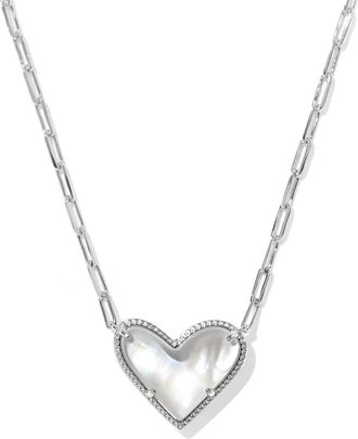 Kendra Scott Womens Ari Heart Statement Short Pendant Necklace In Silver