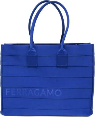 Ferragamo Pre-owned Tote Bags, female, Blue, Size: ONE SIZE Pre-owned Canvas shoulder-bags